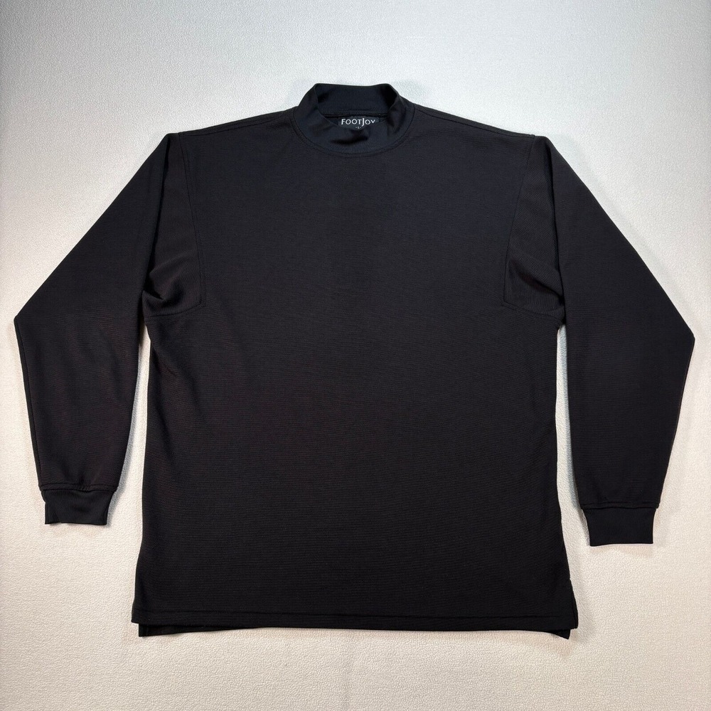 FootJoy Turtleneck Men's L Black Logo Made in USA Golf‎ Performance Pullover